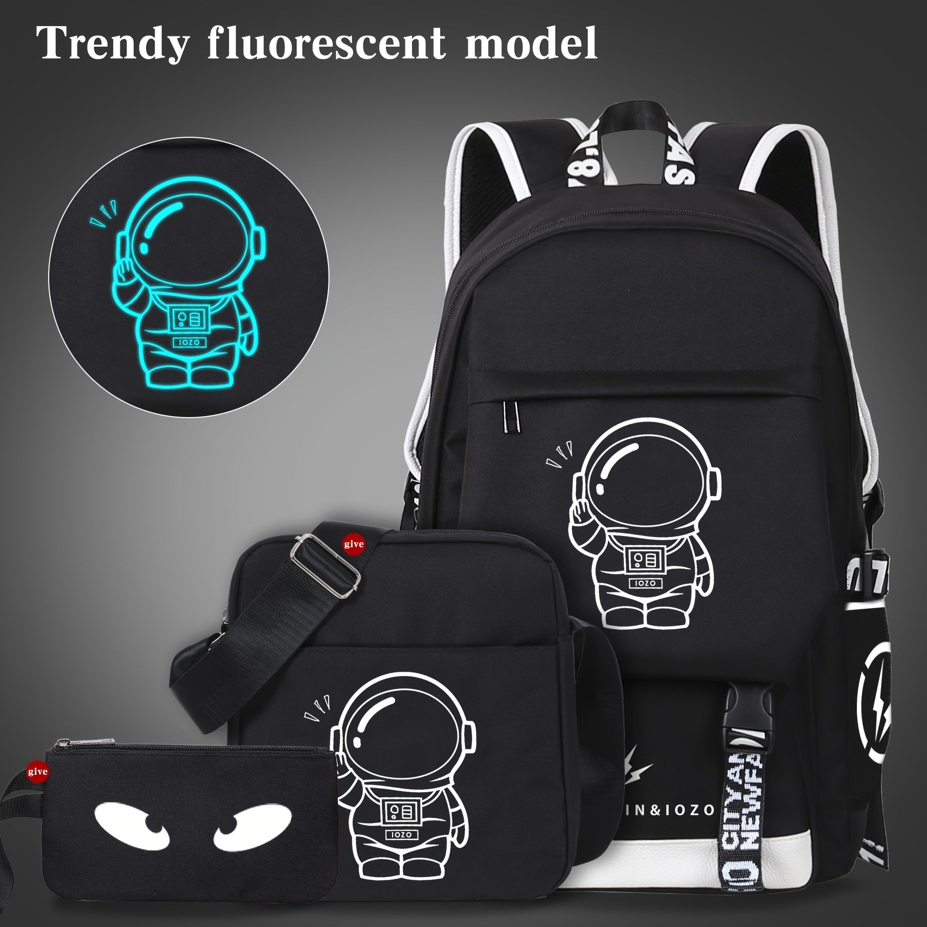 3pcs/set Men's New Casual Fashion New Large Capacity Backpack, Multifunctional Simple Waterproof Backpack, 16 Inch Laptop Bag, Lightweight Luminous Crossbody Bag, Handbag And Backpack