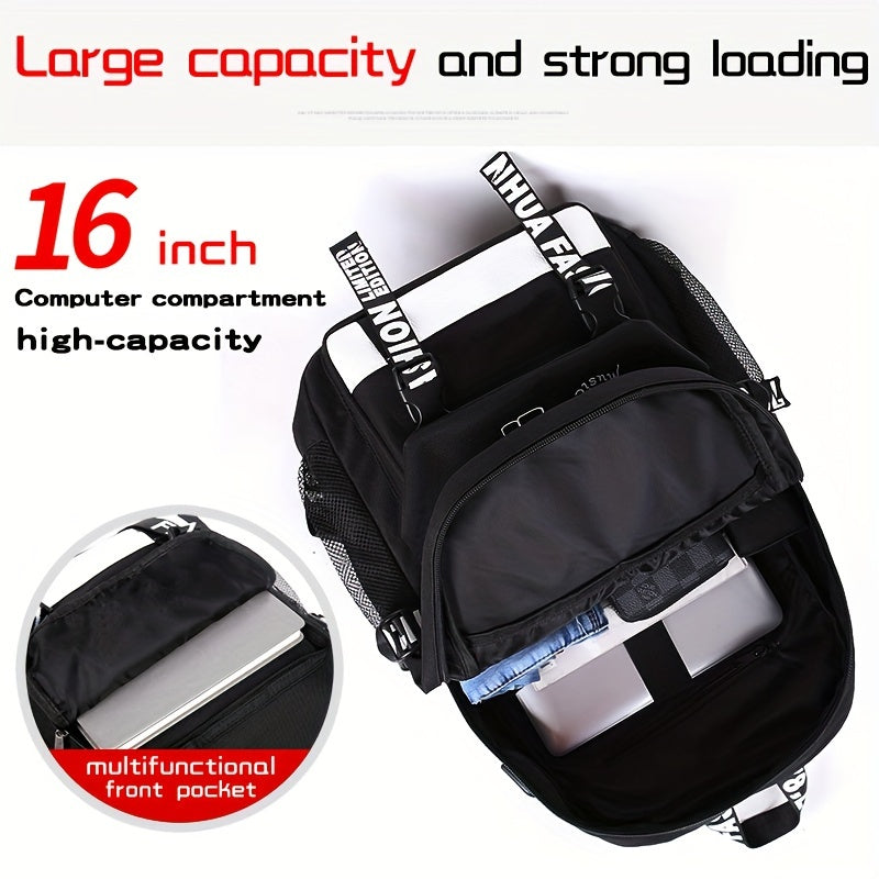 3pcs/set Men's New Casual Fashion New Large Capacity Backpack, Multifunctional Simple Waterproof Backpack, 16 Inch Laptop Bag, Lightweight Luminous Crossbody Bag, Handbag And Backpack