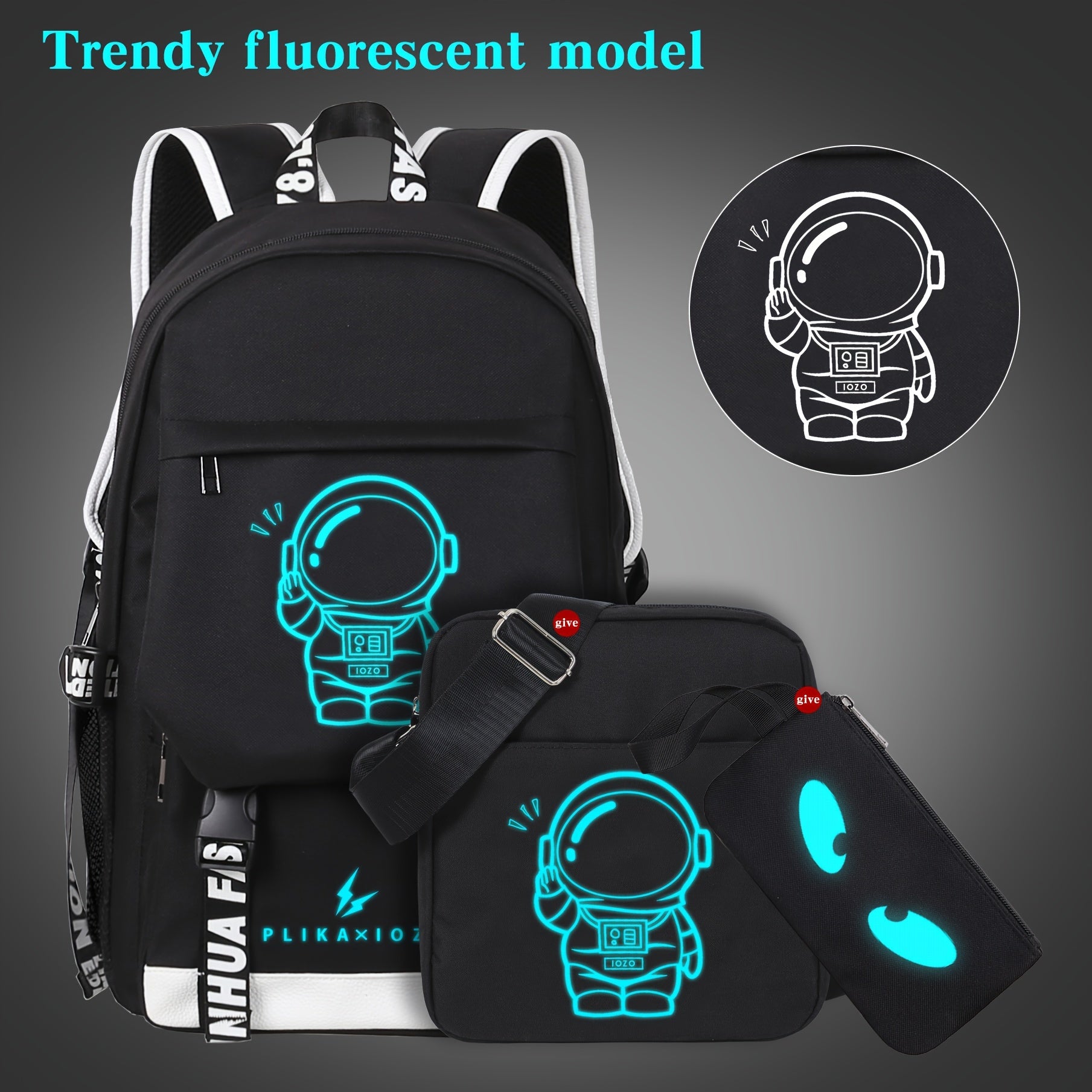 3pcs/set Men's New Casual Fashion New Large Capacity Backpack, Multifunctional Simple Waterproof Backpack, 16 Inch Laptop Bag, Lightweight Luminous Crossbody Bag, Handbag And Backpack