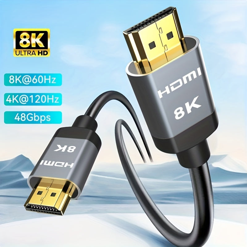 High Speed 8K HDMI Cables, 1.65/3.3/6.6/10FT HDMI 2.1 Cable Aluminum Alloy, HDMI Male To Male Cable, HDMI 2.0/1.4 Cable, High Speed HDMI 2.1 Cord 48Gbps 4K120 144Hz 8K60Hz 3D Compatible For PS5, PS4, UHD TV And PC.