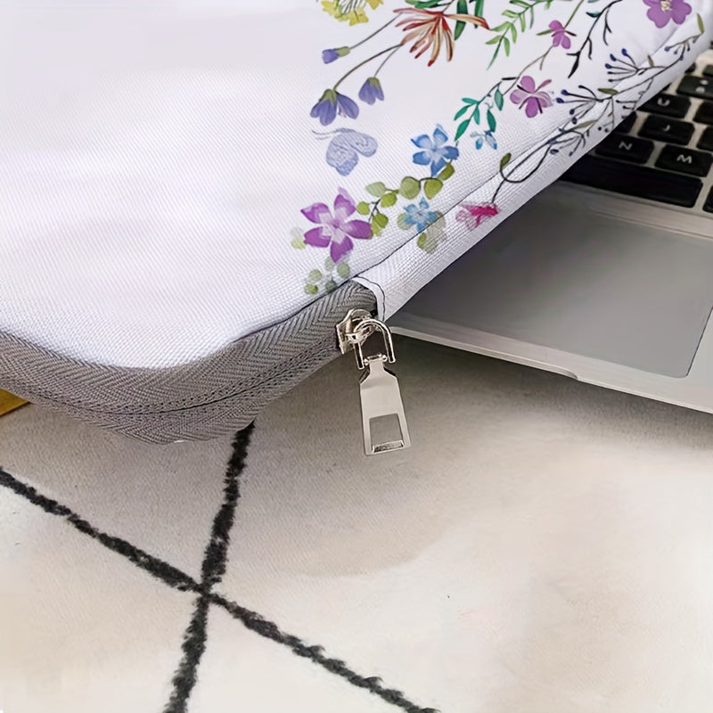 Fashionable Flower Pattern Laptop Bag - Durable Soft Cover & File Organizer - Ideal for Work, School, and Gifts