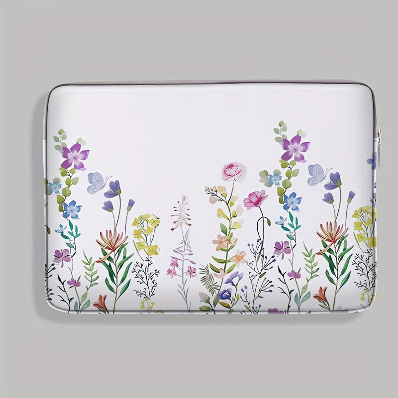 Fashionable Flower Pattern Laptop Bag - Durable Soft Cover & File Organizer - Ideal for Work, School, and Gifts