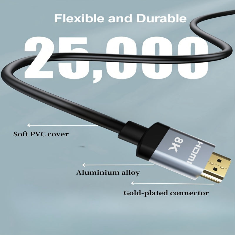 High Speed 8K HDMI Cables, 1.65/3.3/6.6/10FT HDMI 2.1 Cable Aluminum Alloy, HDMI Male To Male Cable, HDMI 2.0/1.4 Cable, High Speed HDMI 2.1 Cord 48Gbps 4K120 144Hz 8K60Hz 3D Compatible For PS5, PS4, UHD TV And PC.