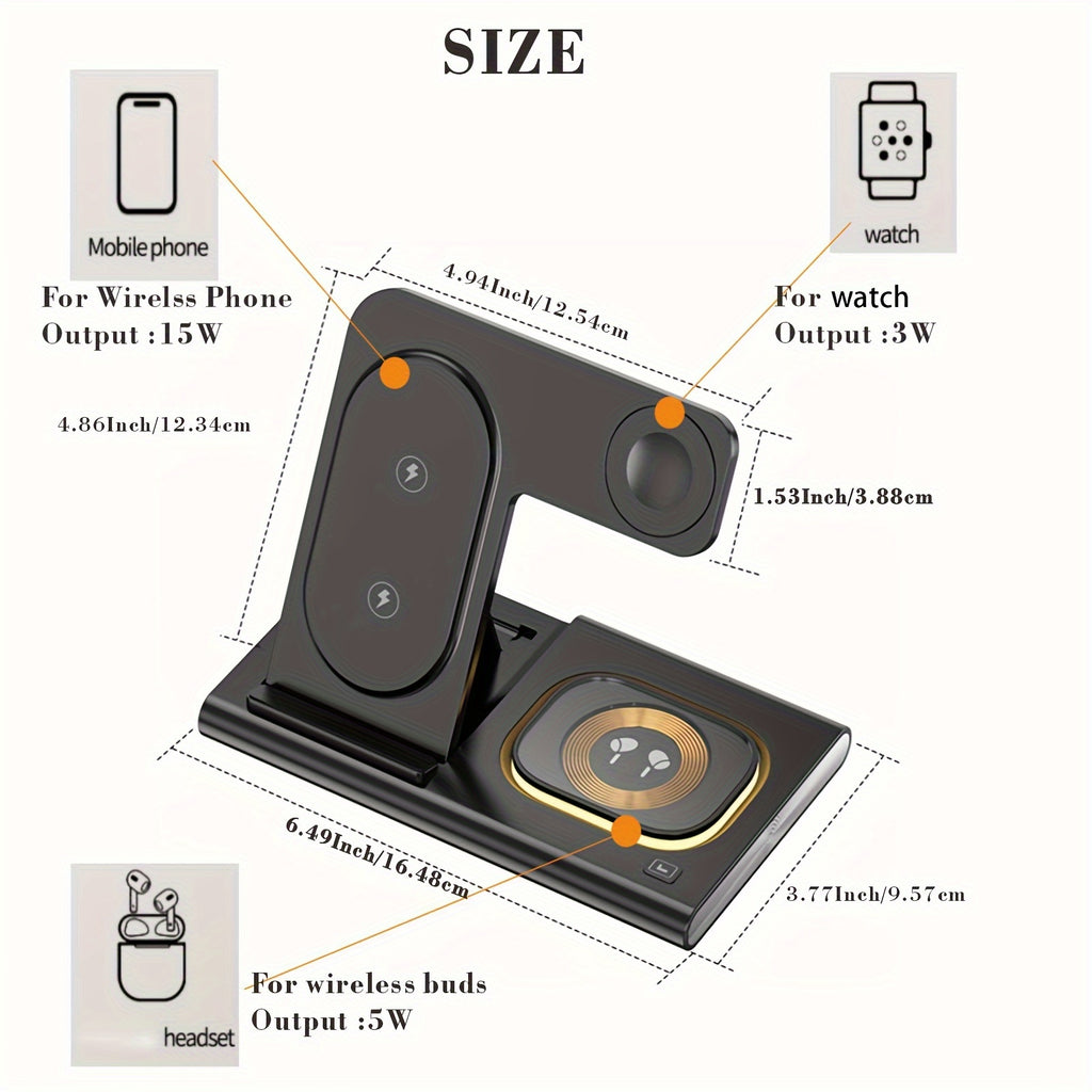 Wireless Charging Station, 4 In 1 Wireless Charger Stand, Multi Fast Wireless Charging Dock For iPhone Multiple Devices For IPhone 14/14 Plus/13/12/11/Pro/Max/X/XS/XR/8, For iWatch Ultra/8/7/6/5/4/3/2/SE, For Airpods 3/2/Pro,