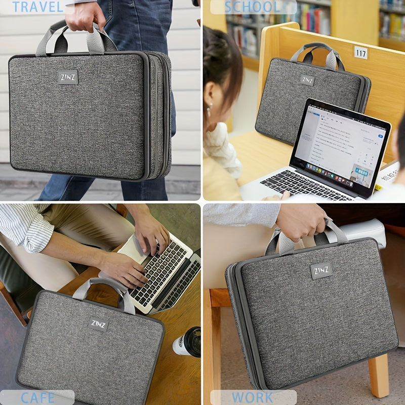 Sleek Lightweight Laptop Bag - 1pc ZINZ Polyester Waterproof Portable - Large Capacity Storage, Padded Compartment for Office, Travel & Daily Commute, Cute