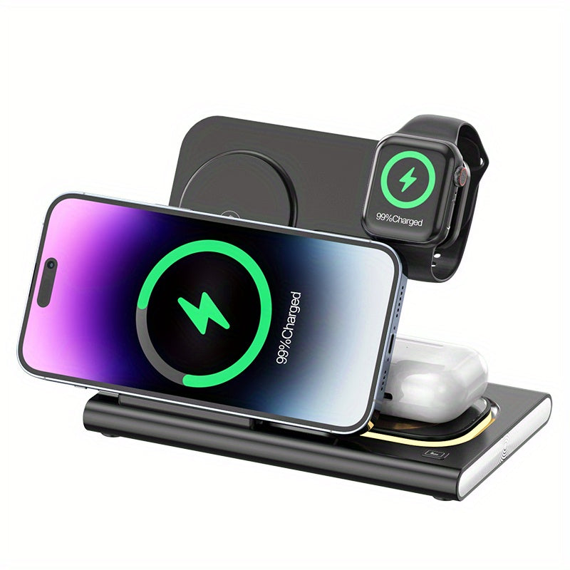 Wireless Charging Station, 4 In 1 Wireless Charger Stand, Multi Fast Wireless Charging Dock For iPhone Multiple Devices For IPhone 14/14 Plus/13/12/11/Pro/Max/X/XS/XR/8, For iWatch Ultra/8/7/6/5/4/3/2/SE, For Airpods 3/2/Pro,