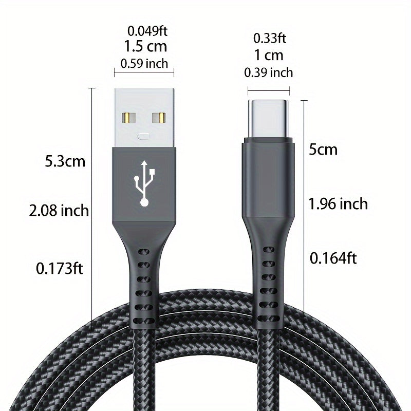 USB C Charging Cable Nylon Braided USB A To Type C Charging Cable Compatible With Samsung Galaxy Xiaomi, Vivo, Oppo, Redmi And More USB C Cables Phone Wire Cord USB Type C Charger