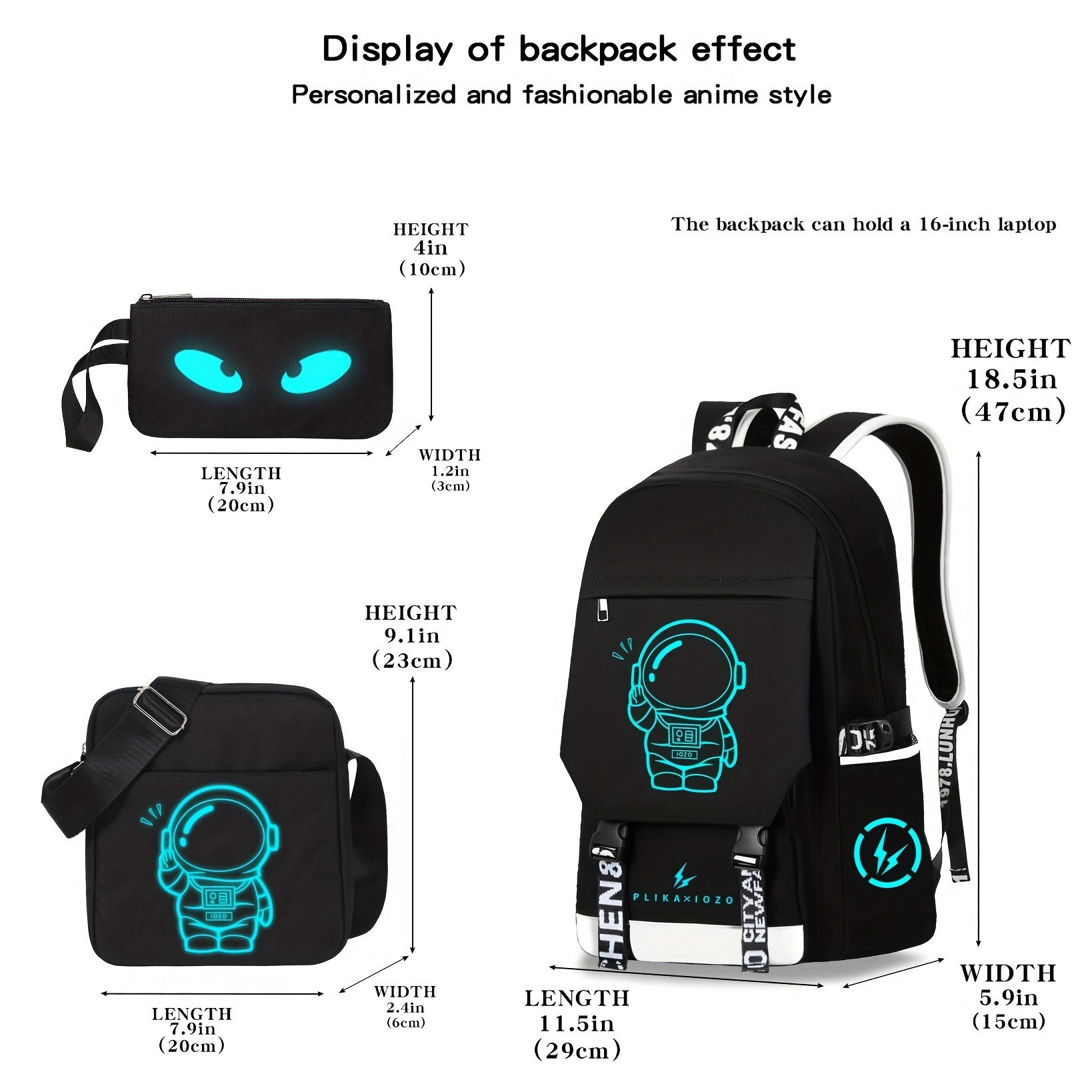 3pcs/set Men's New Casual Fashion New Large Capacity Backpack, Multifunctional Simple Waterproof Backpack, 16 Inch Laptop Bag, Lightweight Luminous Crossbody Bag, Handbag And Backpack