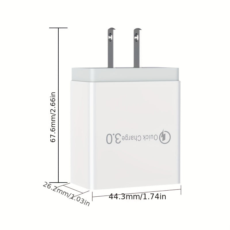 4-Port USB Charger - Rapid Charging Mobile Phone Adapter for iPhone Samsung Xiaomi - Portable Wall Charger with Compact Design and Travel-Friendly Features