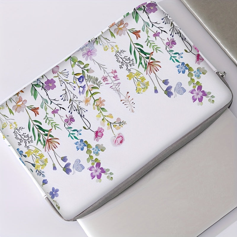 Fashionable Flower Pattern Laptop Bag - Durable Soft Cover & File Organizer - Ideal for Work, School, and Gifts