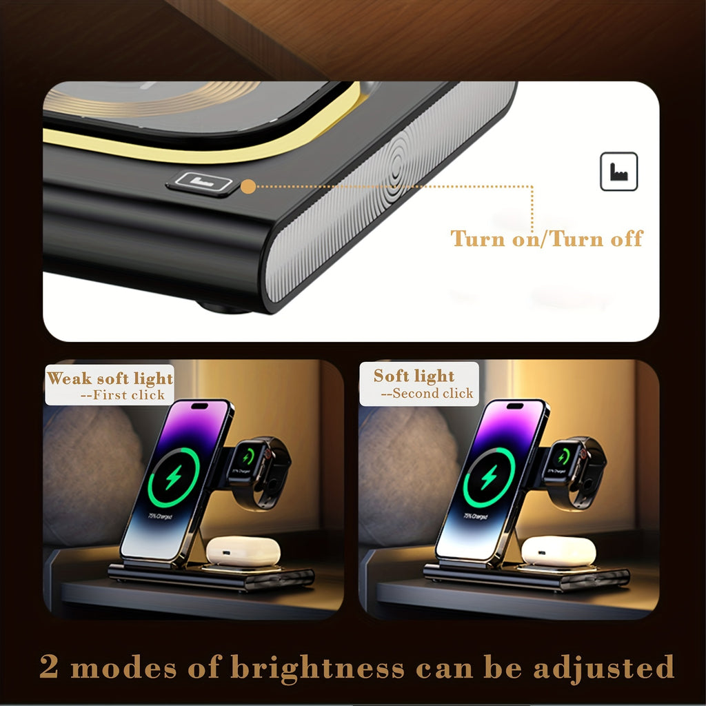 Wireless Charging Station, 4 In 1 Wireless Charger Stand, Multi Fast Wireless Charging Dock For iPhone Multiple Devices For IPhone 14/14 Plus/13/12/11/Pro/Max/X/XS/XR/8, For iWatch Ultra/8/7/6/5/4/3/2/SE, For Airpods 3/2/Pro,