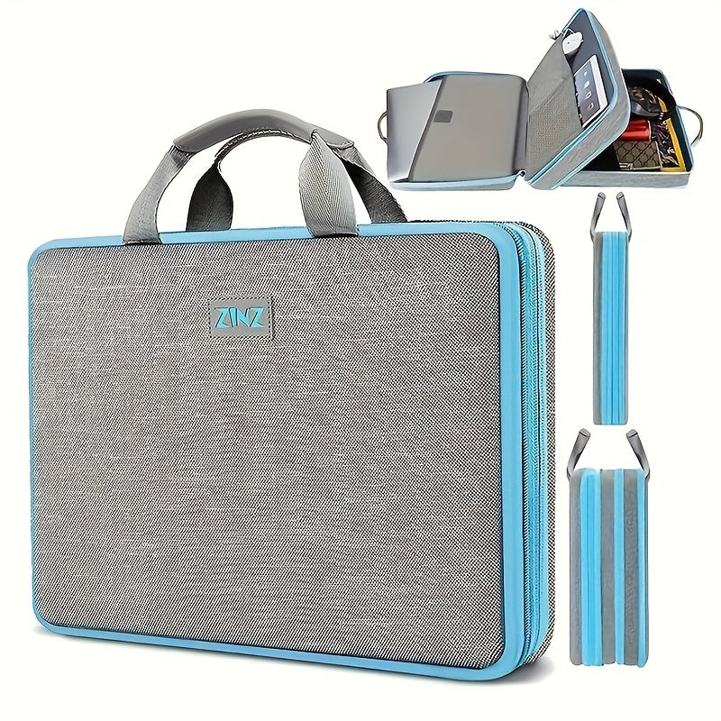 Sleek Lightweight Laptop Bag - 1pc ZINZ Polyester Waterproof Portable - Large Capacity Storage, Padded Compartment for Office, Travel & Daily Commute, Cute