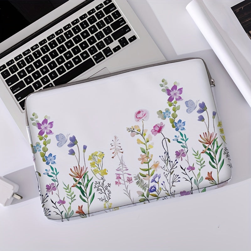 Fashionable Flower Pattern Laptop Bag - Durable Soft Cover & File Organizer - Ideal for Work, School, and Gifts