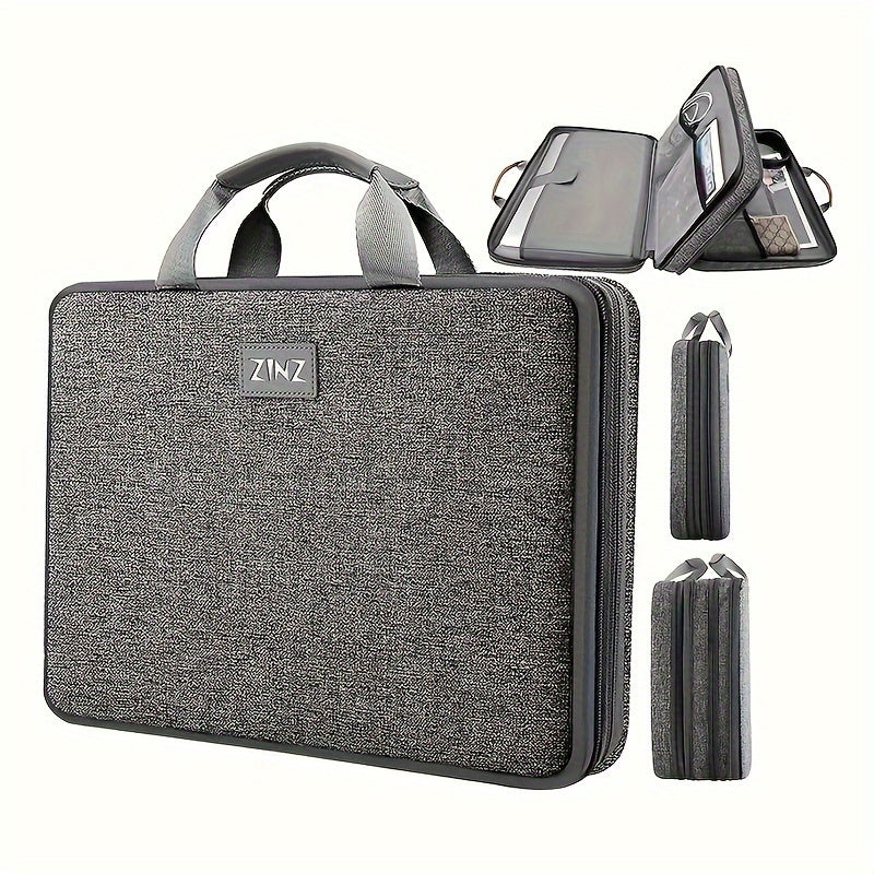 Sleek Lightweight Laptop Bag - 1pc ZINZ Polyester Waterproof Portable - Large Capacity Storage, Padded Compartment for Office, Travel & Daily Commute, Cute