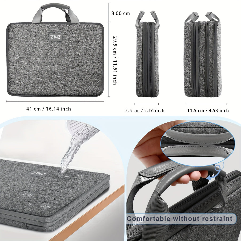 Sleek Lightweight Laptop Bag - 1pc ZINZ Polyester Waterproof Portable - Large Capacity Storage, Padded Compartment for Office, Travel & Daily Commute, Cute