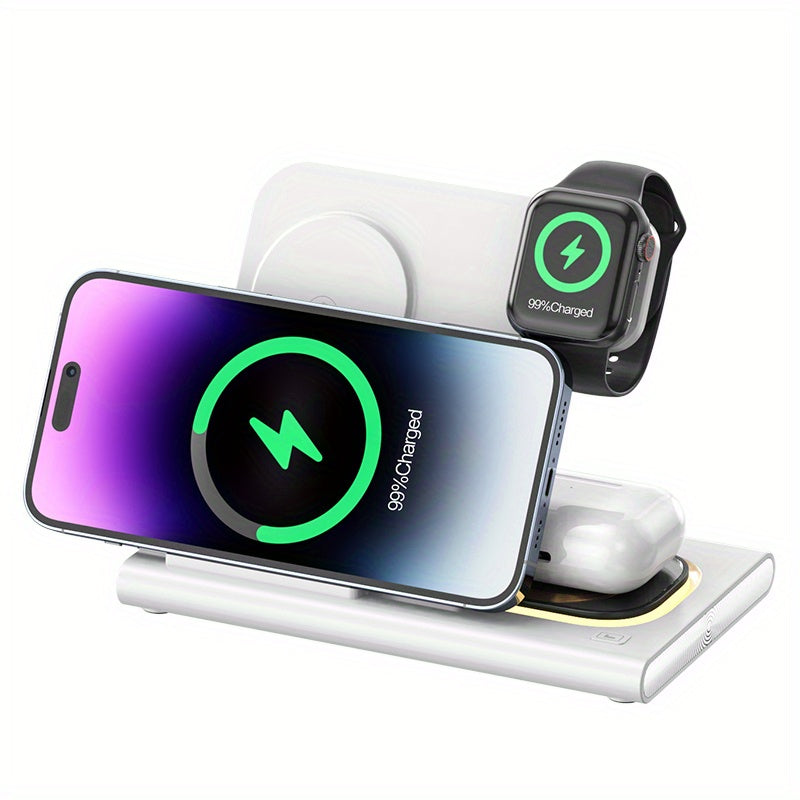 Wireless Charging Station, 4 In 1 Wireless Charger Stand, Multi Fast Wireless Charging Dock For iPhone Multiple Devices For IPhone 14/14 Plus/13/12/11/Pro/Max/X/XS/XR/8, For iWatch Ultra/8/7/6/5/4/3/2/SE, For Airpods 3/2/Pro,