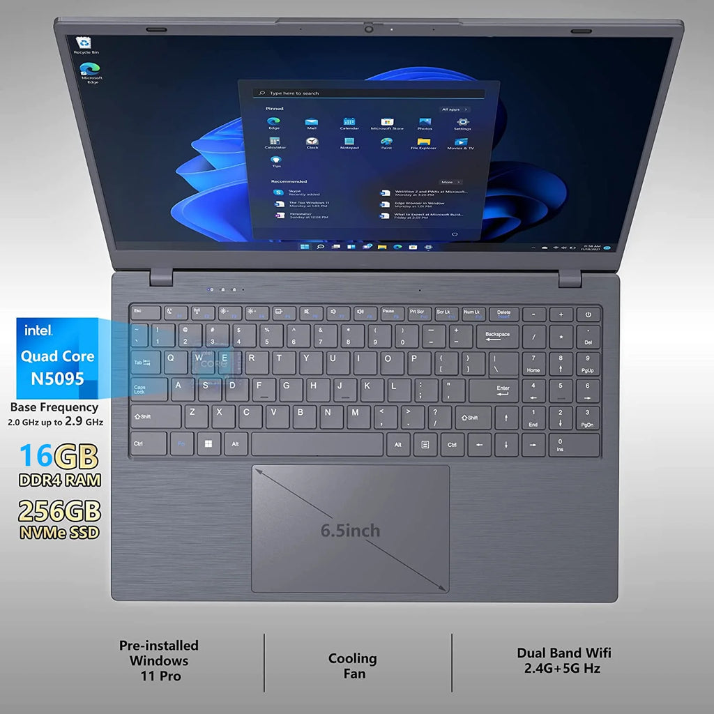 15.6 Inch Laptop 5000mAH Large Capacity 16GB 512GB SSD Laptops Brand New Personal and Home Laptops