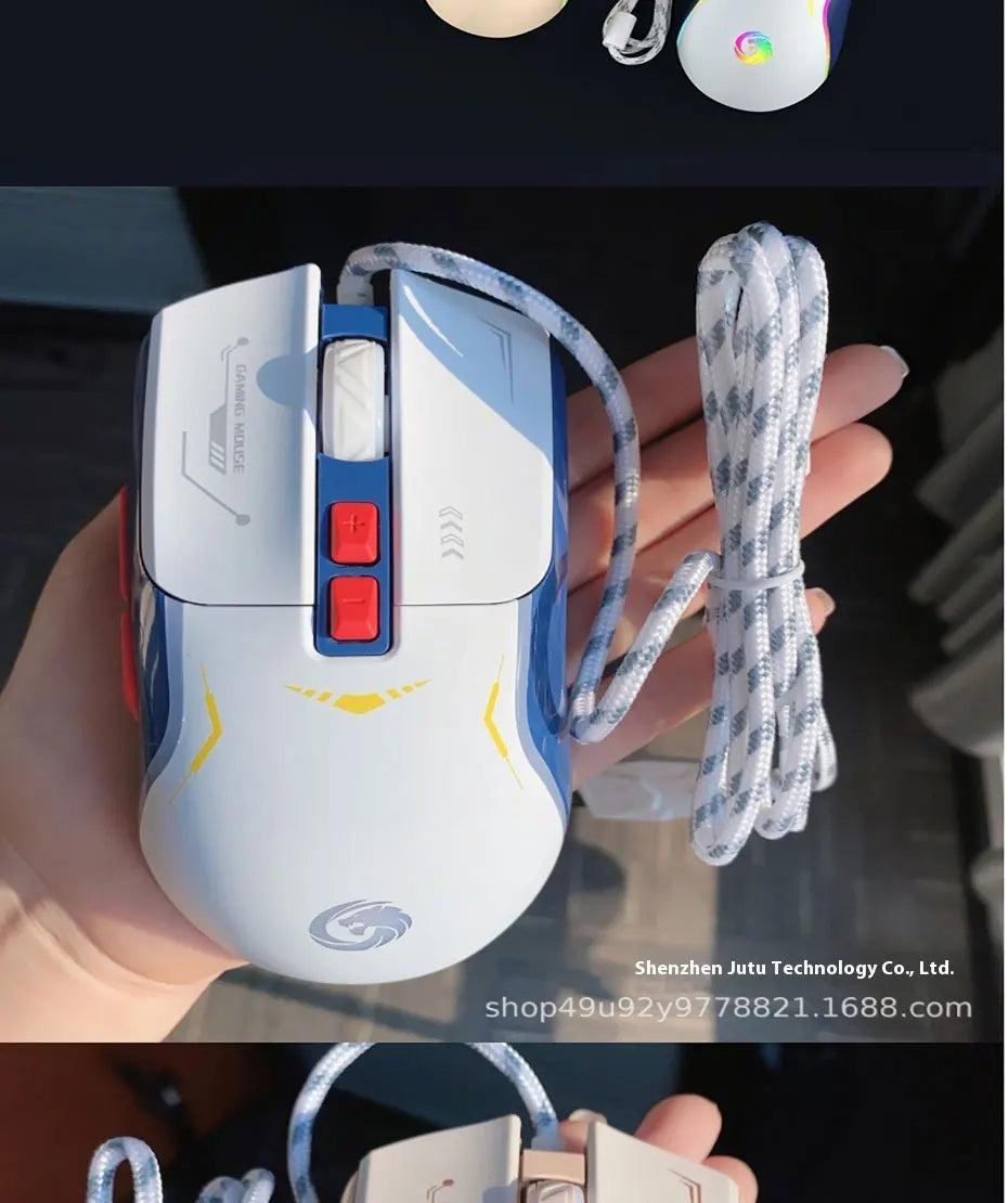 Mechanoid-style Wired Gaming Mouse - Macro Programming RGB Glowing FPS Gaming Computer Universal Audio-Enabled E-sports Mouse