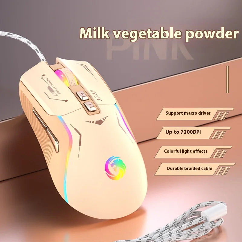 Mechanoid-style Wired Gaming Mouse - Macro Programming RGB Glowing FPS Gaming Computer Universal Audio-Enabled E-sports Mouse