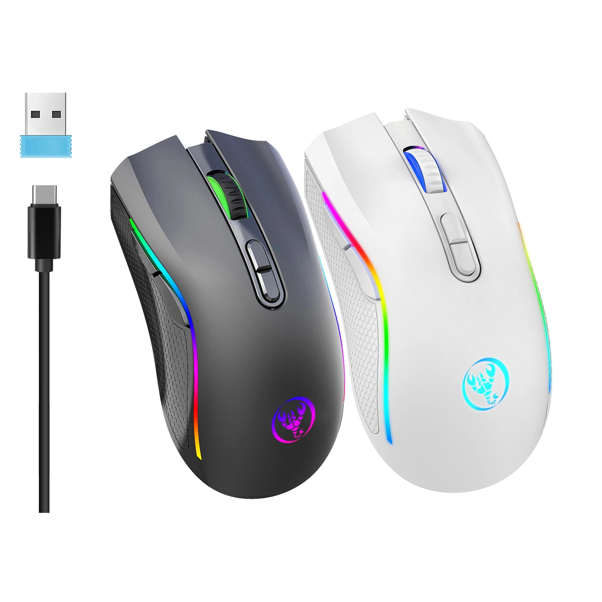 Wireless Gaming Mouse, RGB Backlit, Rechargeable 2.4G Optical, Right-Handed, Cartoon Theme