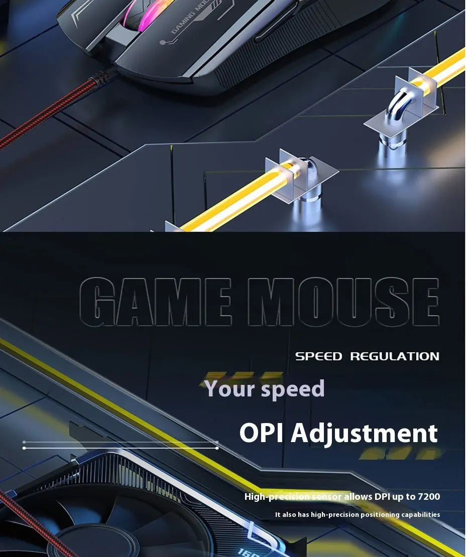 Mechanoid-style Wired Gaming Mouse - Macro Programming RGB Glowing FPS Gaming Computer Universal Audio-Enabled E-sports Mouse