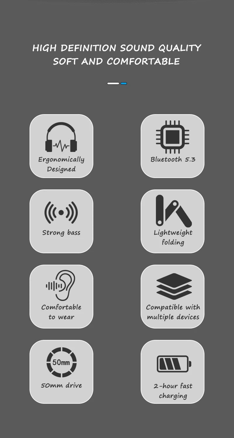 LDON L839 Bluetooth 5.3 Earphones Headphones Foldable Gaming Headset Sport Headphone with Mic Music Earbuds