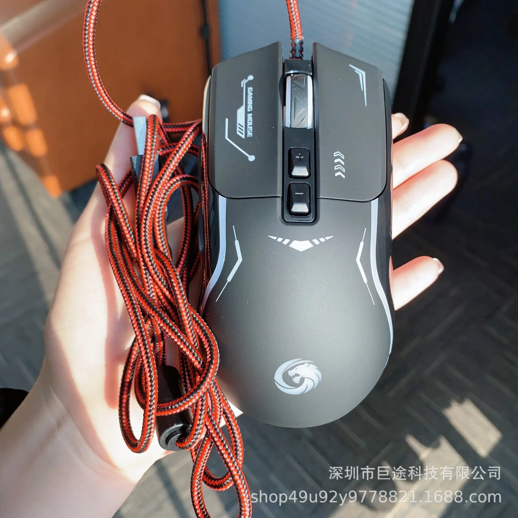 Mechanoid-style Wired Gaming Mouse - Macro Programming RGB Glowing FPS Gaming Computer Universal Audio-Enabled E-sports Mouse