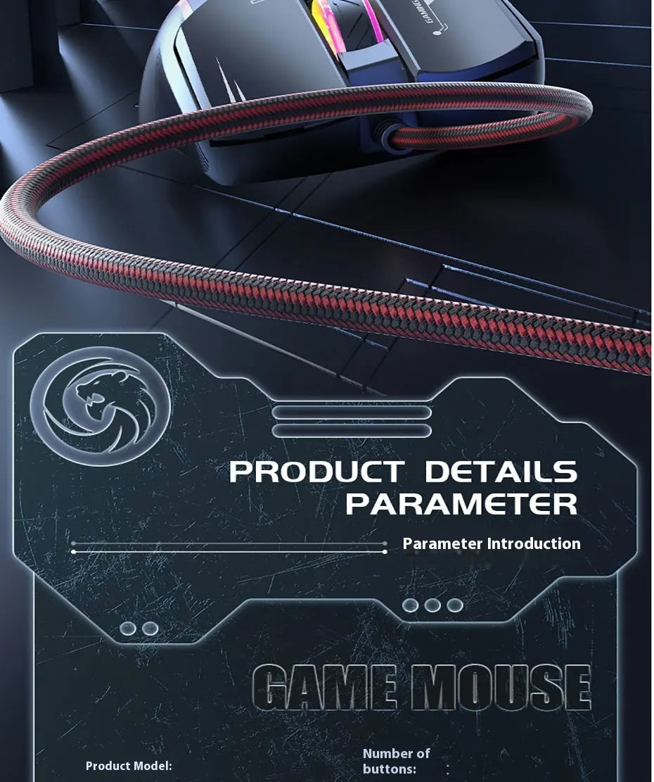 Mechanoid-style Wired Gaming Mouse - Macro Programming RGB Glowing FPS Gaming Computer Universal Audio-Enabled E-sports Mouse