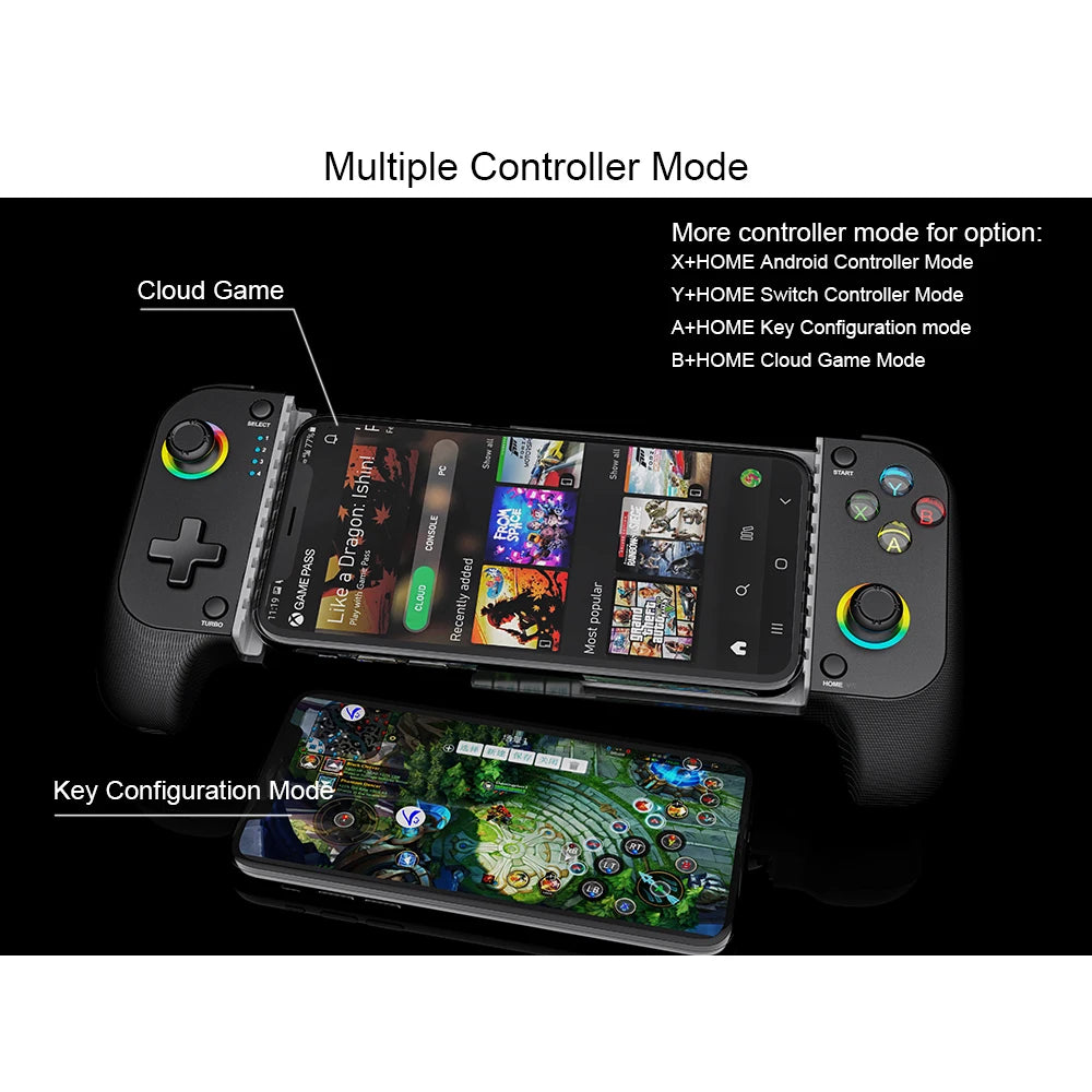 Mobile Game Controller for iPhone and Android with RGB Light,Support Play PS Remote Play, Xbox Cloud and More