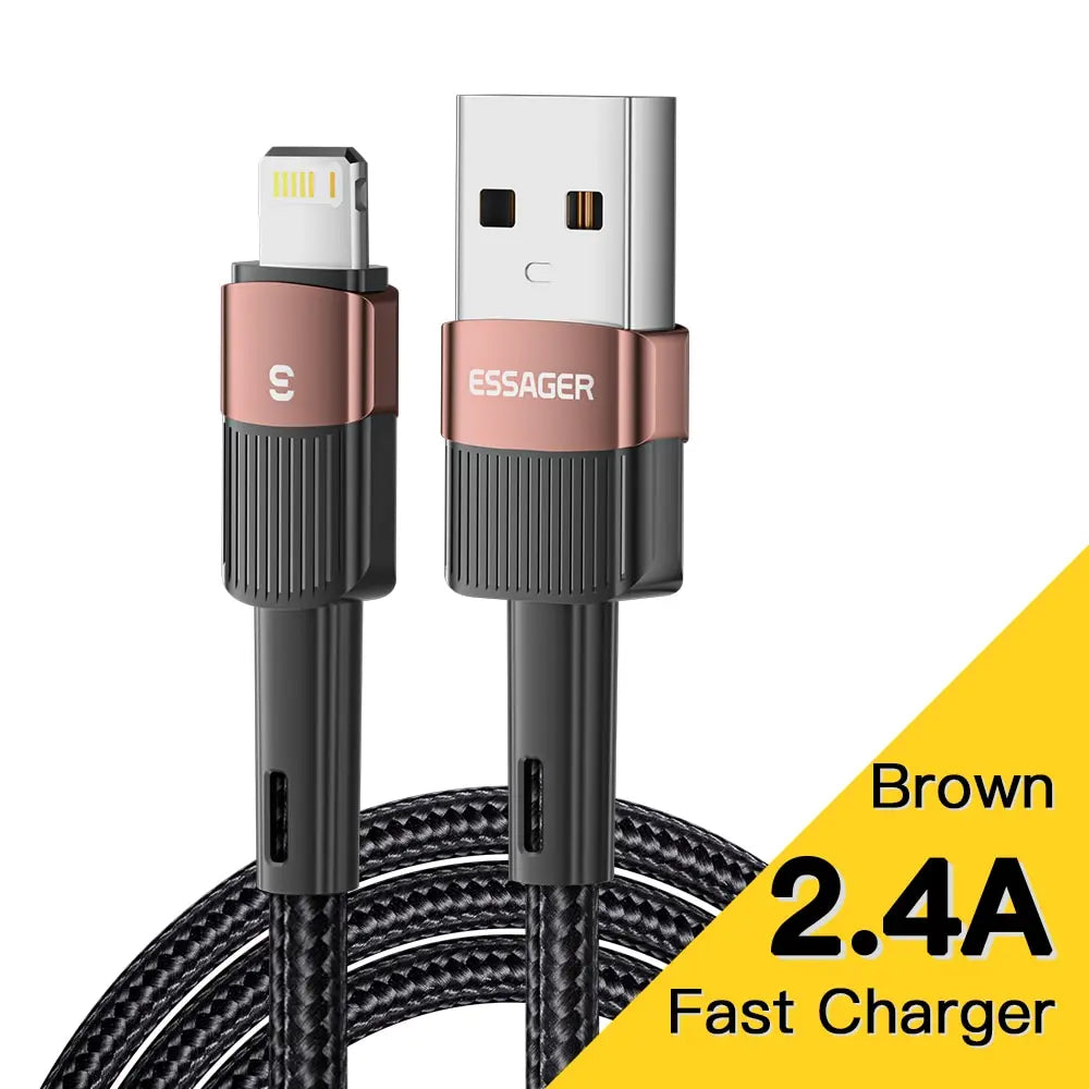 Essager Fast Charging For iPhone Usb Cable 11 12 13 Pro Max Mini Xs Xr X SE 8 7 6 Plus 6s 5 5s 2.4A Wire For iPhone Charger Cord