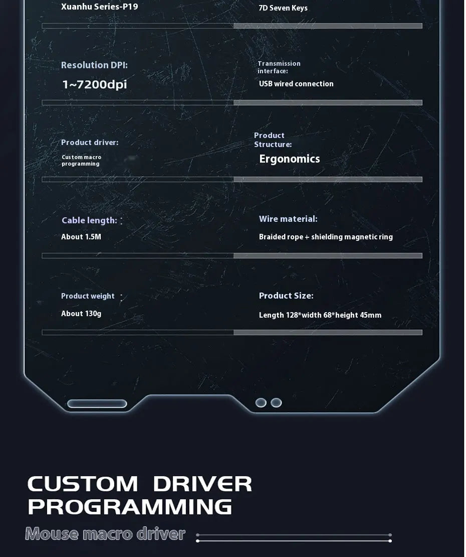 Mechanoid-style Wired Gaming Mouse - Macro Programming RGB Glowing FPS Gaming Computer Universal Audio-Enabled E-sports Mouse