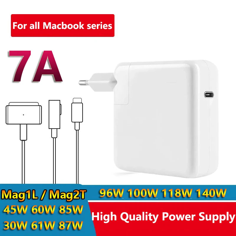 Power Adapter For Macbook Air Pro 45W 60W 85W Magsaf*3 2 1 Magnetic Charger A1398 Compatible with Macbook chargers Type c PD 96W