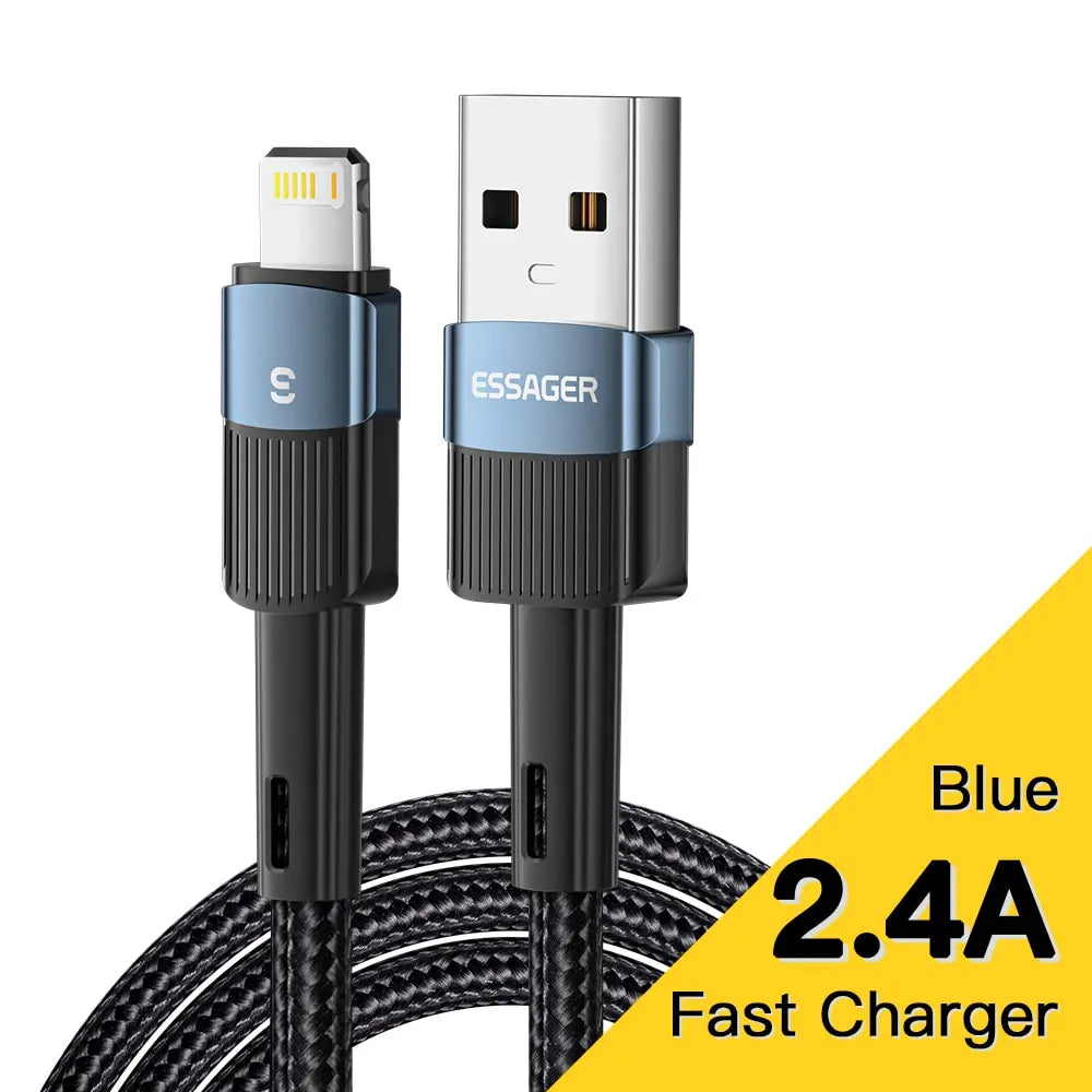 Essager Fast Charging For iPhone Usb Cable 11 12 13 Pro Max Mini Xs Xr X SE 8 7 6 Plus 6s 5 5s 2.4A Wire For iPhone Charger Cord