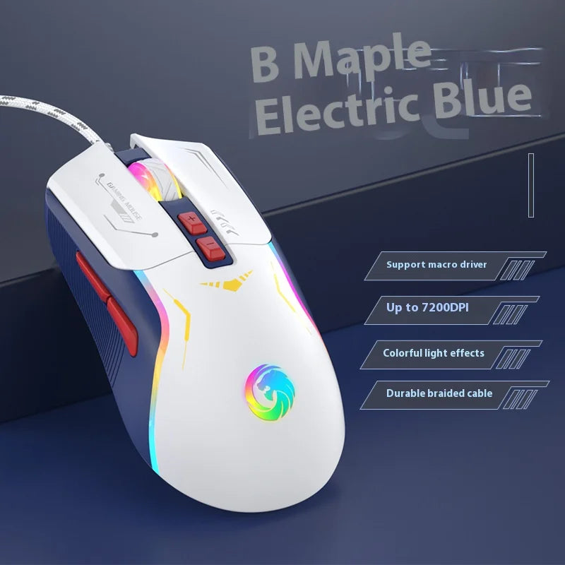 Mechanoid-style Wired Gaming Mouse - Macro Programming RGB Glowing FPS Gaming Computer Universal Audio-Enabled E-sports Mouse