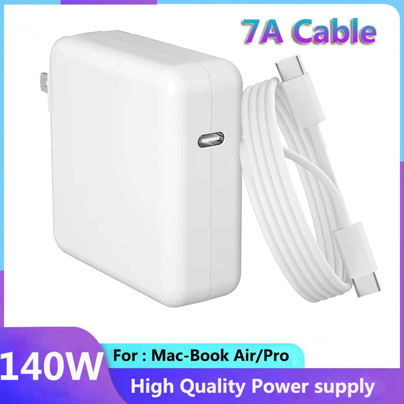 140W USB-C Power Adapter for MacBook Pro 16/15/14/13 Inch & iPad Pro (2021-2018): High-Power Charger with 2M Data Cable