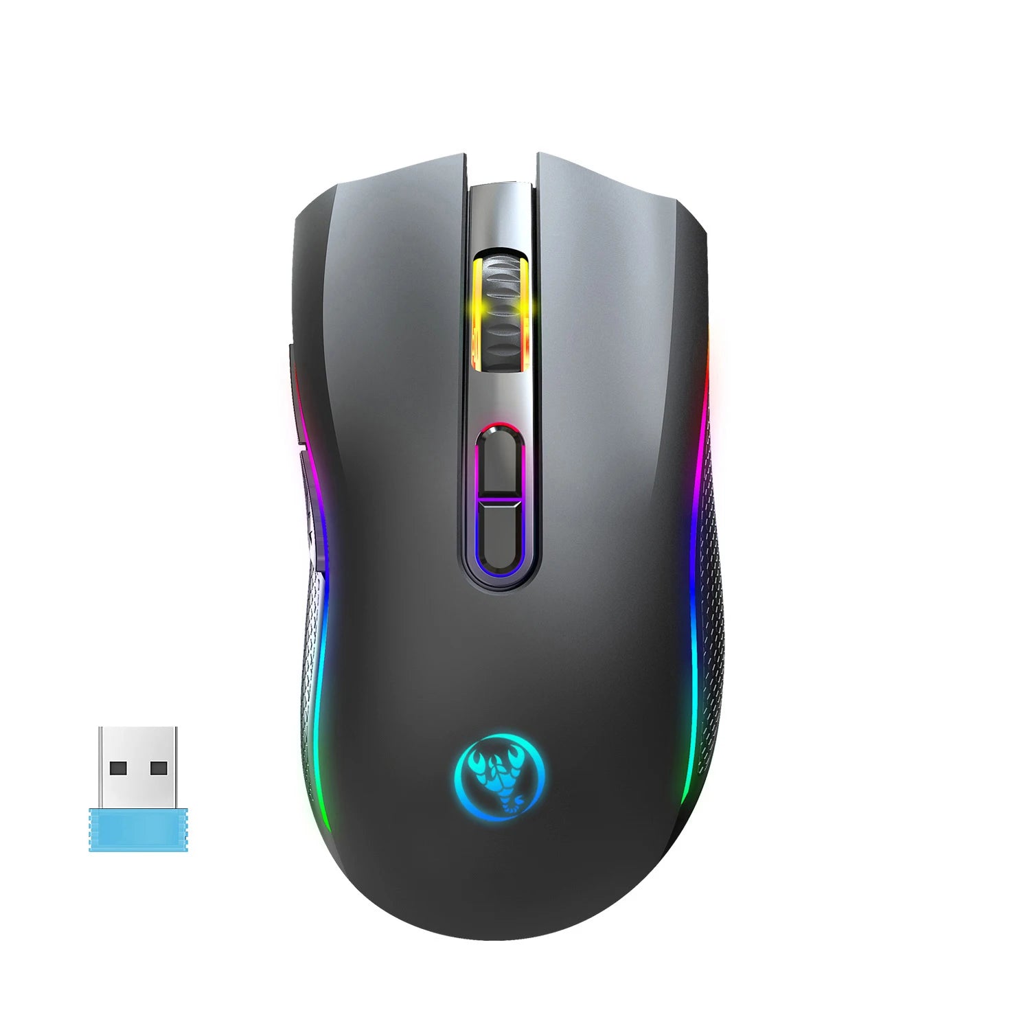 Wireless Gaming Mouse, RGB Backlit, Rechargeable 2.4G Optical, Right-Handed, Cartoon Theme
