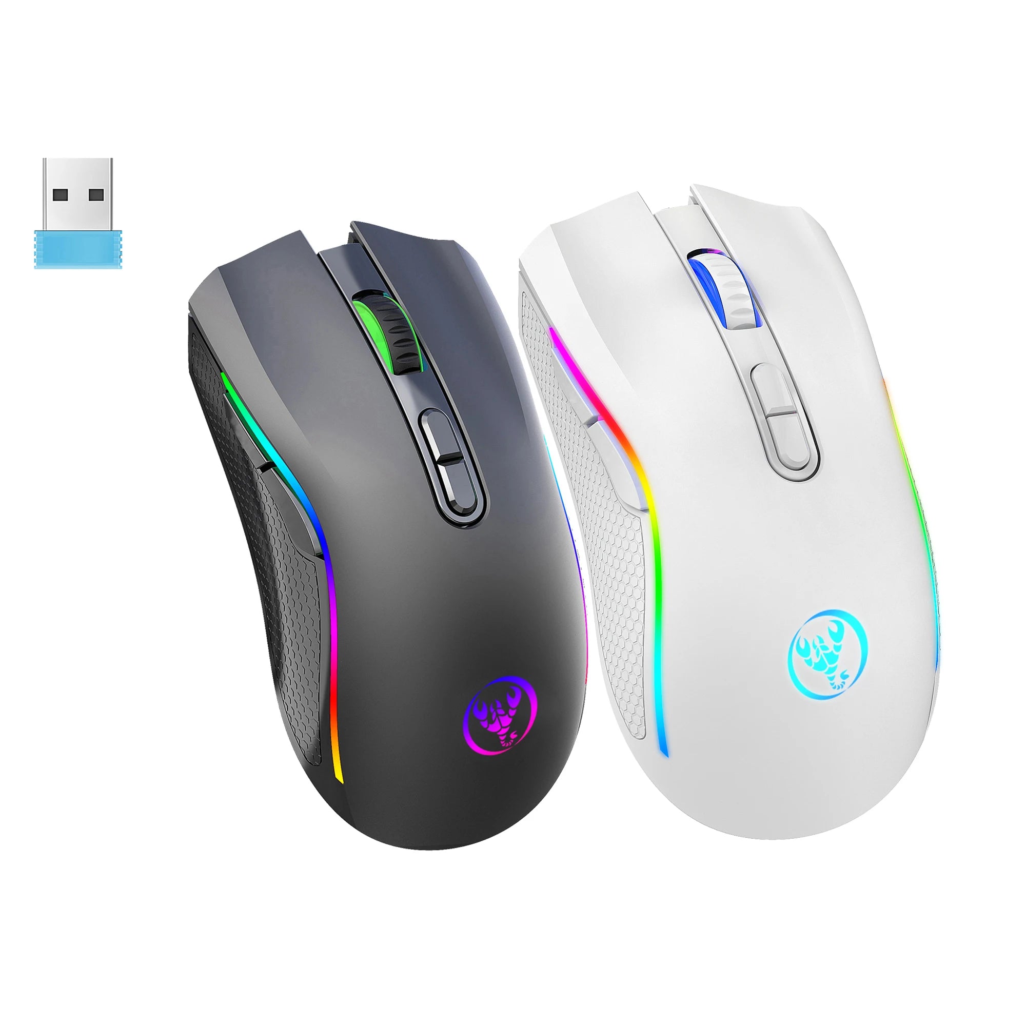 Wireless Gaming Mouse, RGB Backlit, Rechargeable 2.4G Optical, Right-Handed, Cartoon Theme