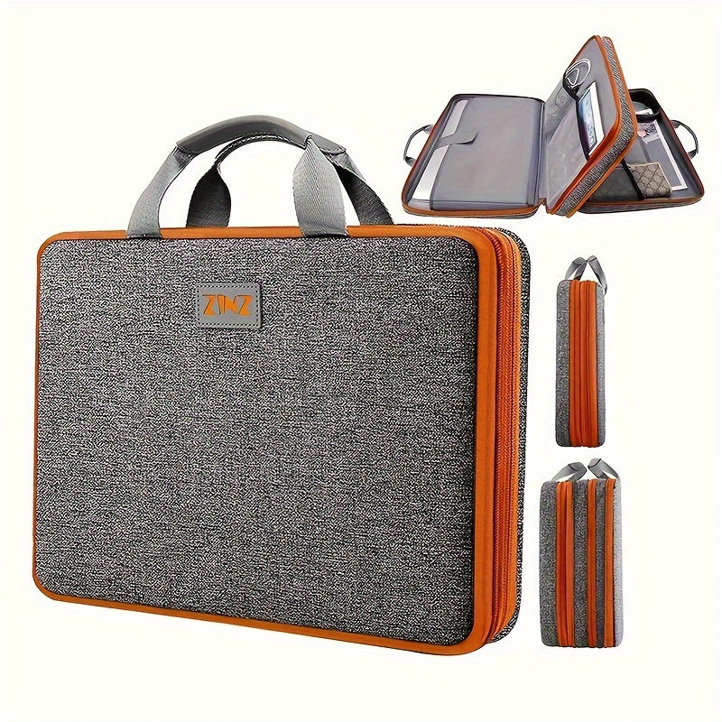 Sleek Lightweight Laptop Bag - 1pc ZINZ Polyester Waterproof Portable - Large Capacity Storage, Padded Compartment for Office, Travel & Daily Commute, Cute