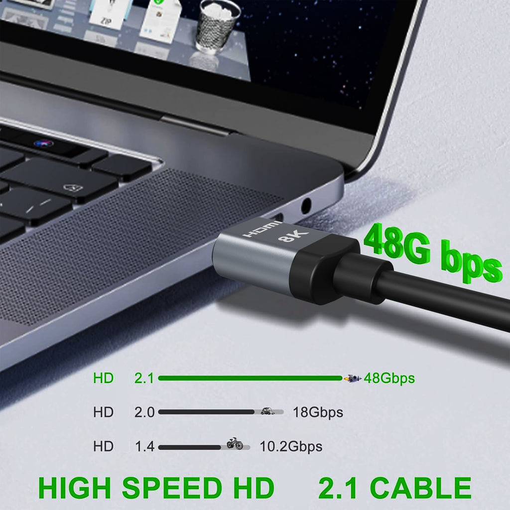 High Speed 8K HDMI Cables, 1.65/3.3/6.6/10FT HDMI 2.1 Cable Aluminum Alloy, HDMI Male To Male Cable, HDMI 2.0/1.4 Cable, High Speed HDMI 2.1 Cord 48Gbps 4K120 144Hz 8K60Hz 3D Compatible For PS5, PS4, UHD TV And PC.