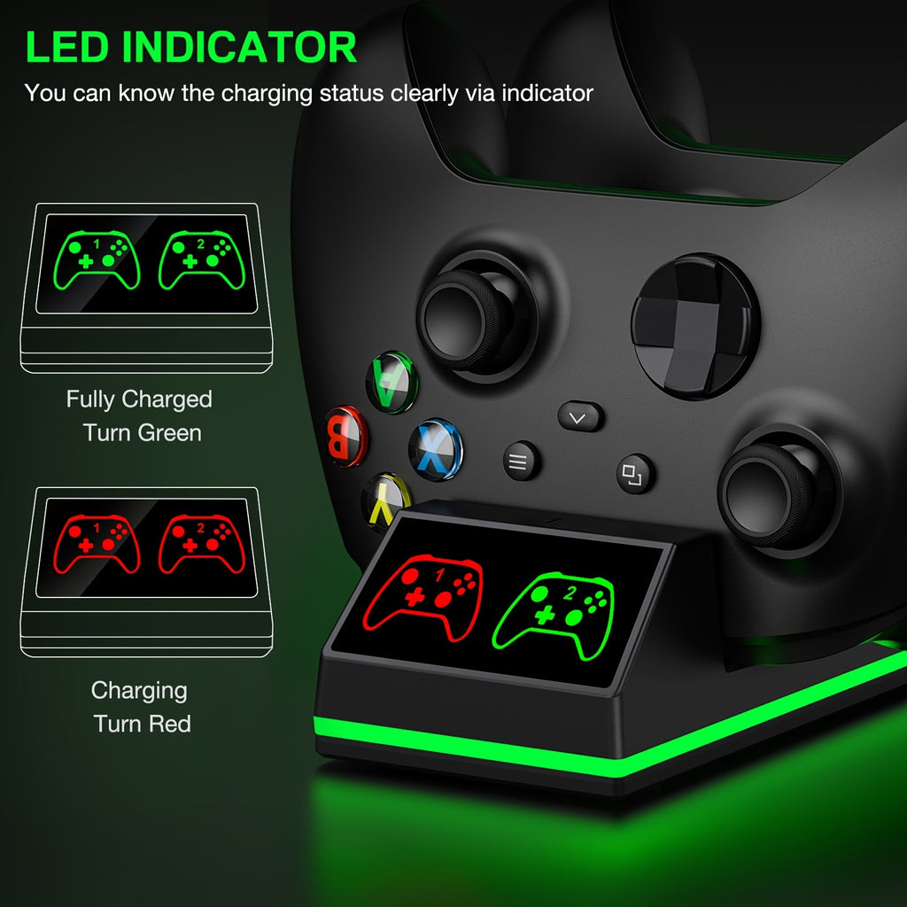 Controller Charger For Xbox One, Controller Charging Station With 2 X 4320mWh Rechargeable Battery Packs For Xbox Series X/S/One X/S/Elite