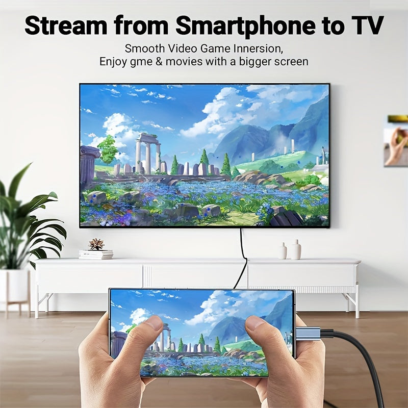 6.6 Foot 8K@60Hz Type-C to HDMI 2.1 Cable - High-Speed USB C to HDMI Adapter for 4K@120Hz, Thunderbolt 4/3 Compatible, Supports MacBook Pro/Air, iPhone 15/Plus/Pro/Pro Max, and Switch - Home Office Essential