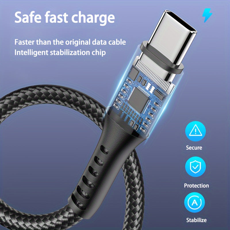 USB C Charging Cable Nylon Braided USB A To Type C Charging Cable Compatible With Samsung Galaxy Xiaomi, Vivo, Oppo, Redmi And More USB C Cables Phone Wire Cord USB Type C Charger