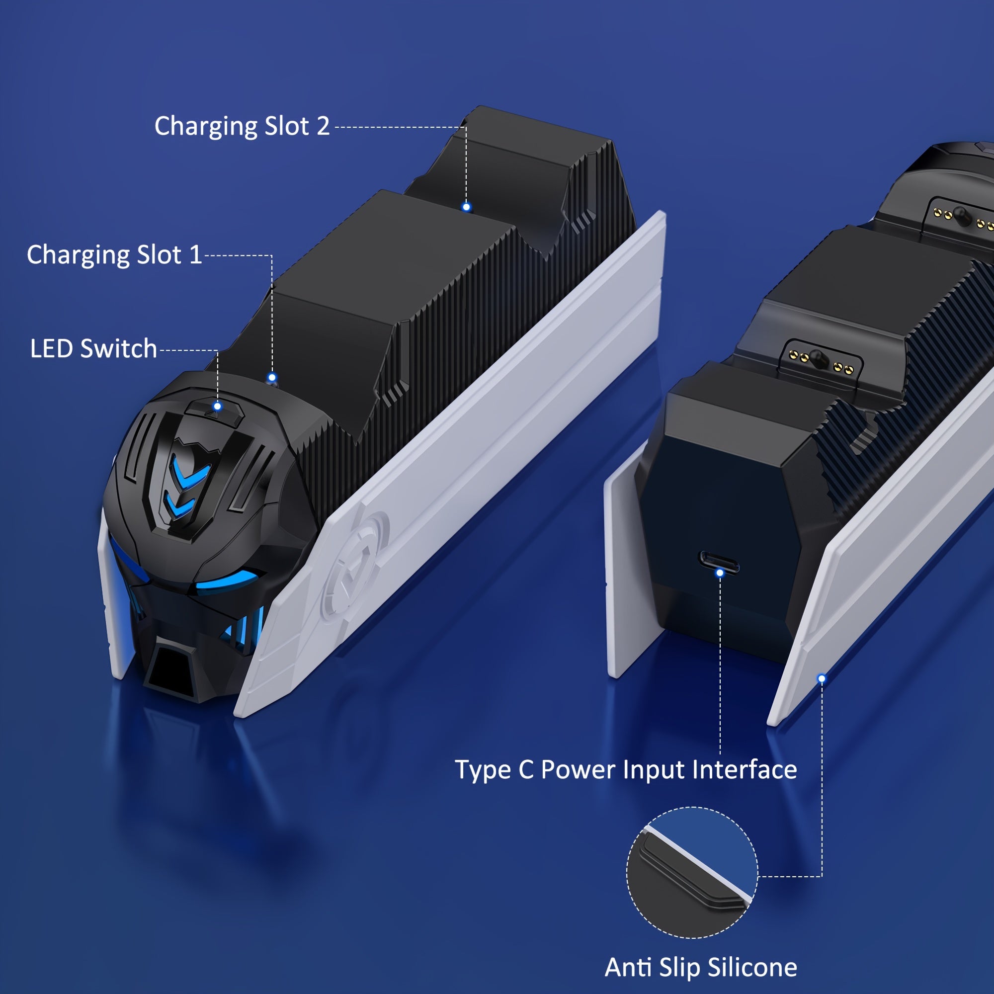 For PS5 Dual Charger Station With Indicator Light/ Fast Charging/Smart Chip Security Protection