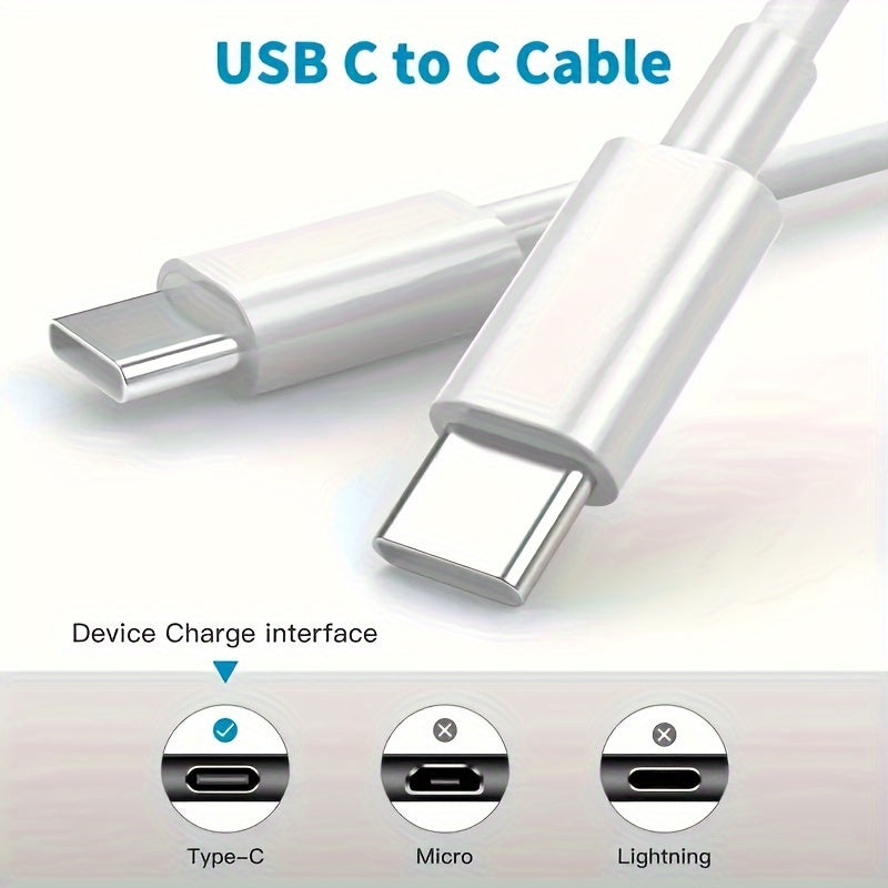 60W3A Type-C Data Cable, Fast Charging Data Cable, For Mobile Phone Charging 100 CM/3.3 Feet USB-C To Type-C Charger Cable, Suitable For Samsung, IPhone, Xiaomi