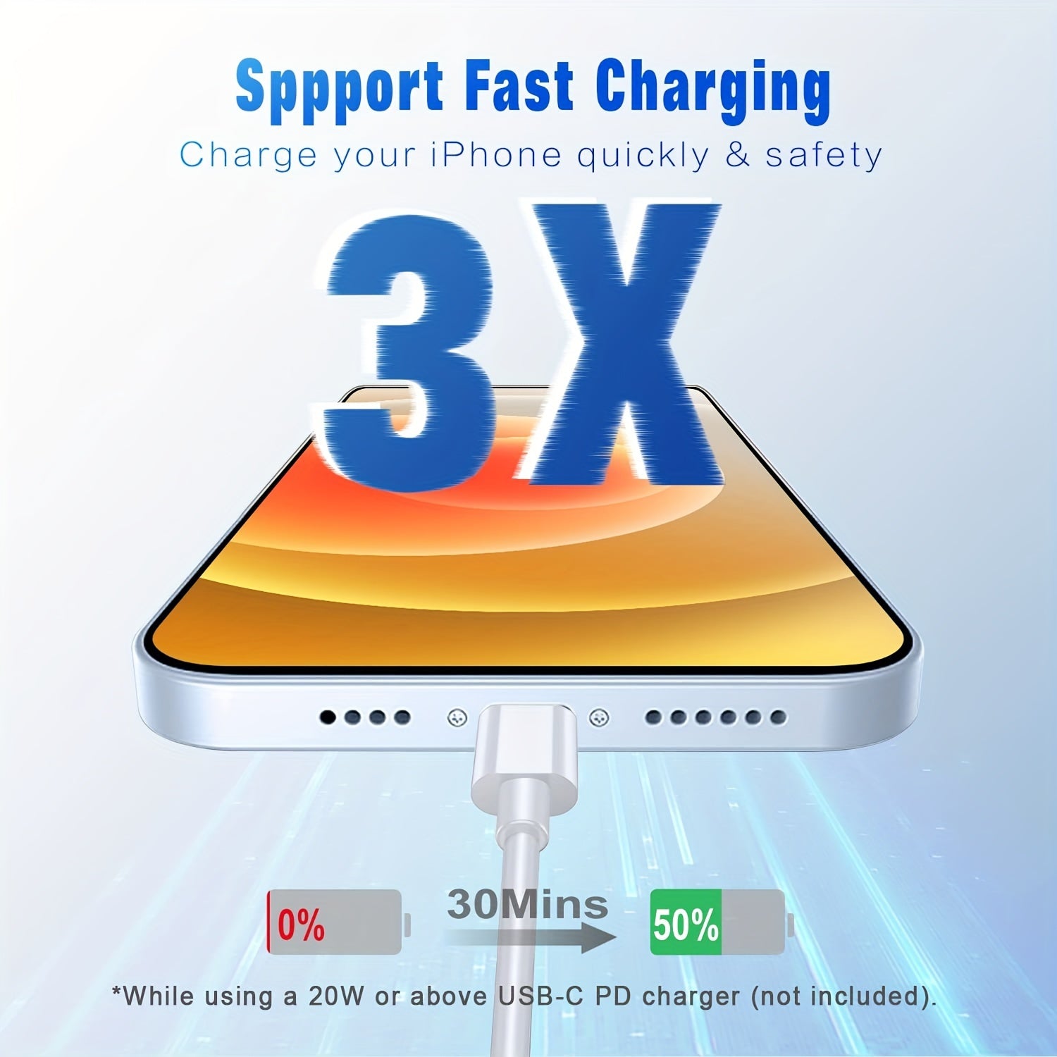 5-Pack 6FT MFi Certified Fast Charging IPhone Charger Cables - Durable, Tangle-Free, and Compatible with IPhone 14/ 13/ 12/ 12 Pro Max/ 11/ Xs Max/ XR/ X and AirPods Pro