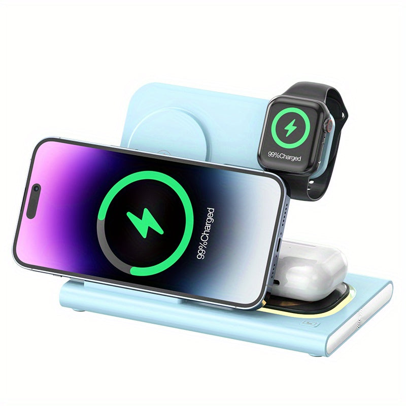 Wireless Charging Station, 4 In 1 Wireless Charger Stand, Multi Fast Wireless Charging Dock For iPhone Multiple Devices For IPhone 14/14 Plus/13/12/11/Pro/Max/X/XS/XR/8, For iWatch Ultra/8/7/6/5/4/3/2/SE, For Airpods 3/2/Pro,